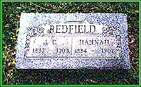 Grave marker of J. C. and Hannah Redfield