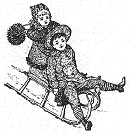 boy and a girl on an old-fashioned sled