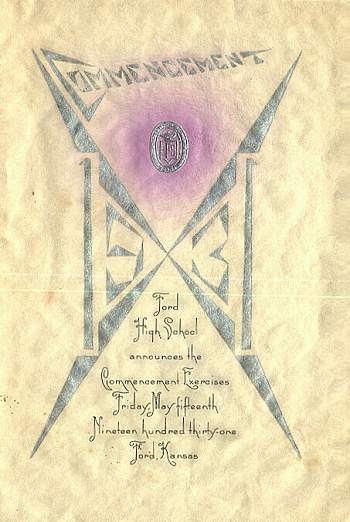 Ford High School announces the Commencement Exercises at Ford High School, Friday, May 15, 1931, Ford, Kansas
