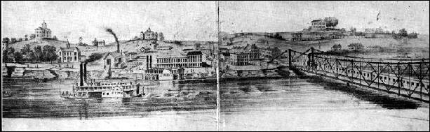 1855 scene of Kansas (Kaw) River in Lecompton