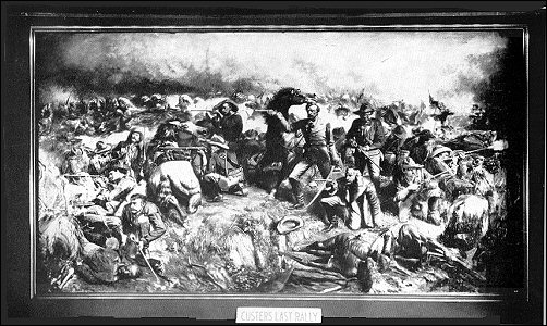 [framed picture of tumultuous battle]