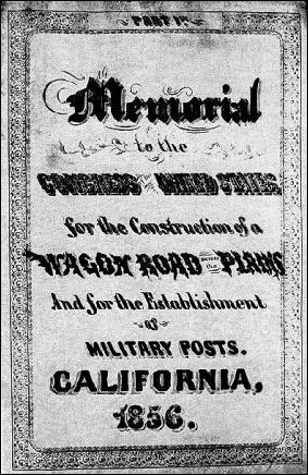Title page of California Memorial to Congress, 1856
