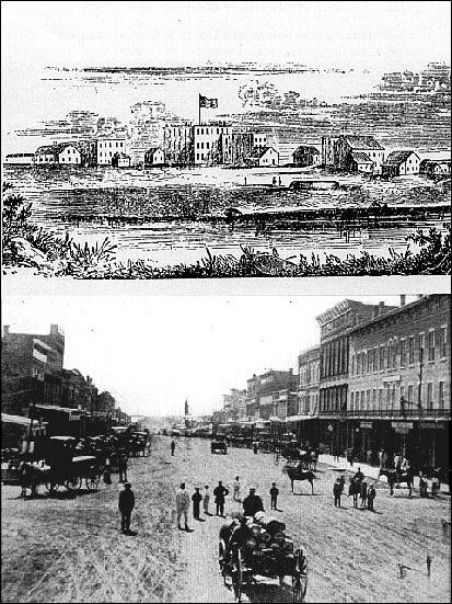 views of Lawrence KS in 1856 and 1867
