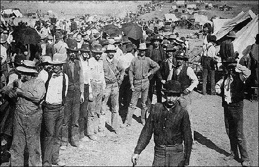 preparing for the Cherokee Run near Arkansas City KS, September 14, 1893