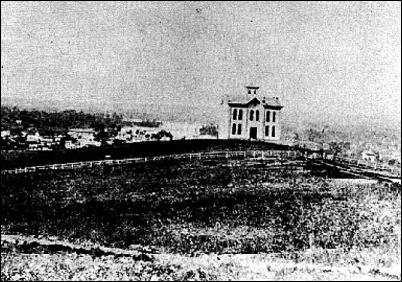 Photo of first K.U. building, Old North College, 1867